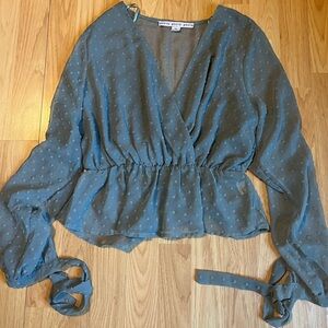 HYFVE Teal Textured Wrap Blouse